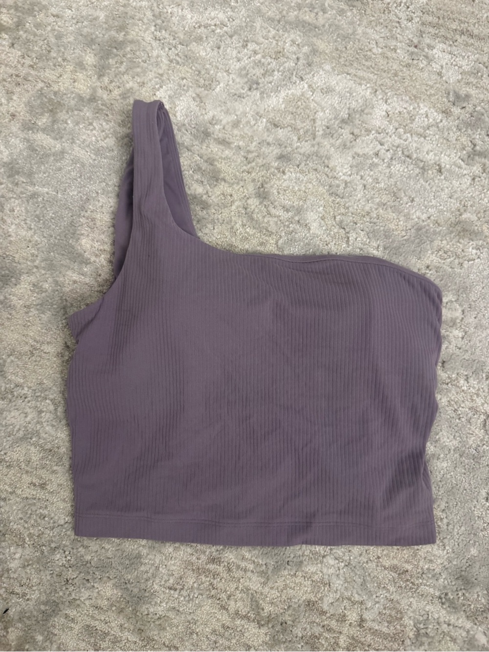 lululemon athletica One-Shoulder Ribbed Crop Top - Dusty Purple and Olive